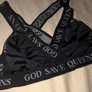 God saves queens halter bra.